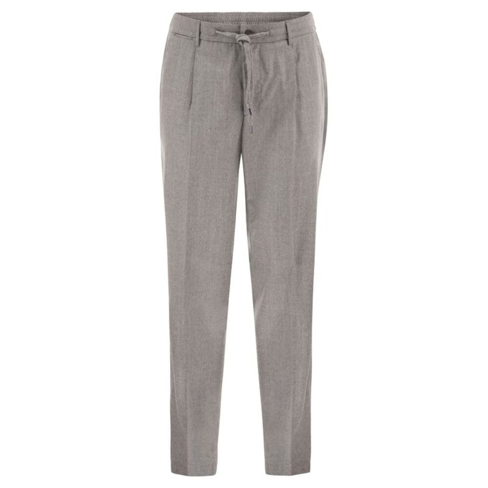 Peserico Men Virgin Wool Tailored Jogger Trousers